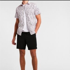 Express Slim Fit Floral Short Sleeve Button Down